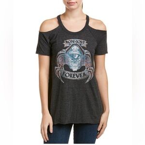 NWT Chaser Bon Jovi cold shoulder band tee size small